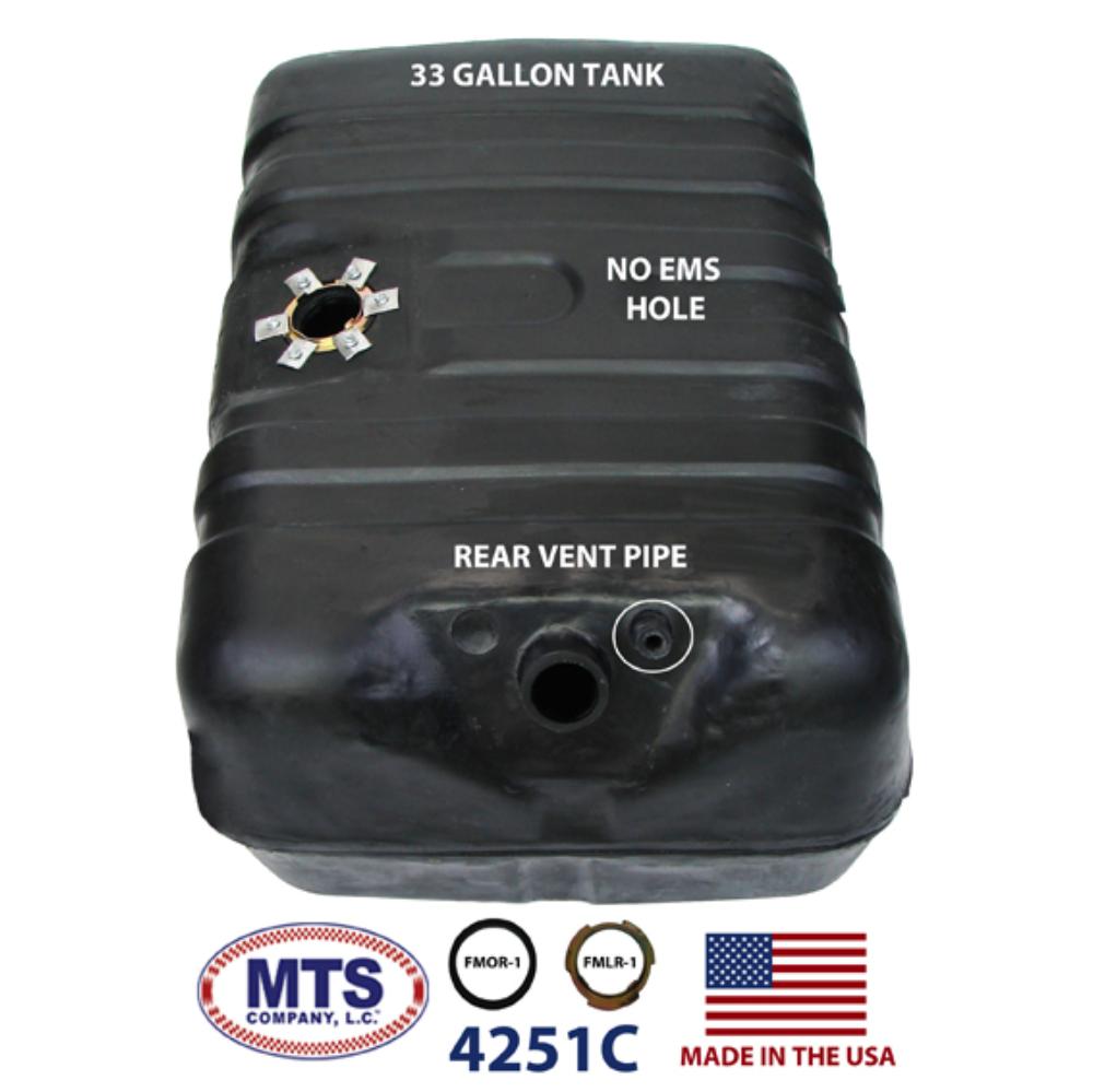 1978 Ford Full-Size Bronco 33-Gallon Plastic Fuel Tank (Rear Vent Pipe - No Emission Hole)

