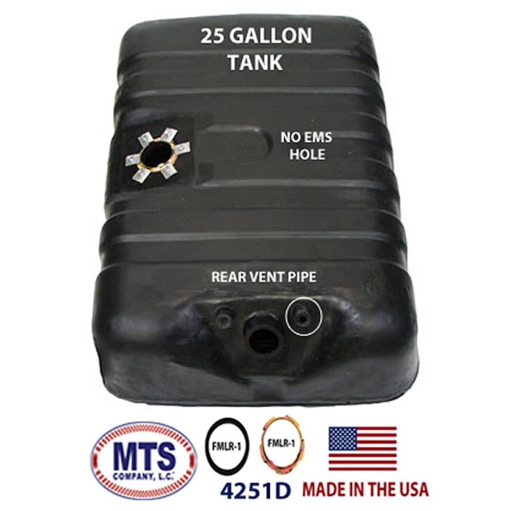 1978 Ford Full-Size Bronco 25-Gallon Plastic Fuel Tank (Rear Vent Pipe - No Emission Hole)

